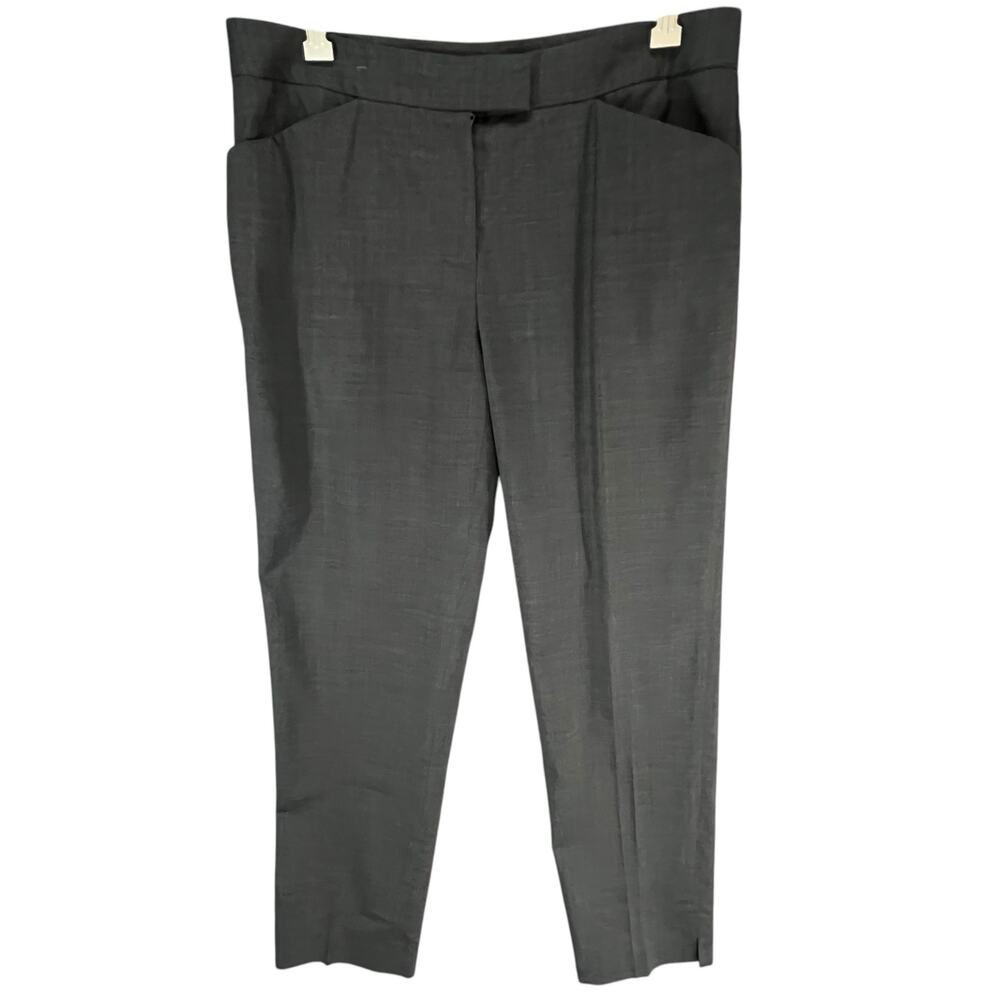 Lafayette 148 NY Irving Trouser Pants 6 Charcoal Gray Wool Stretch Quiet Luxury